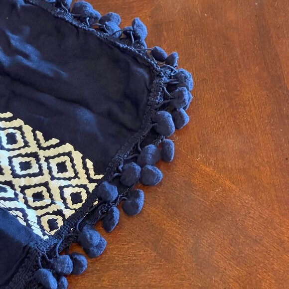 Cupshe  Blue Boho Tunic Cover-Up with Tassels & Pom Pom Trim – One Size - Picture 9 of 12